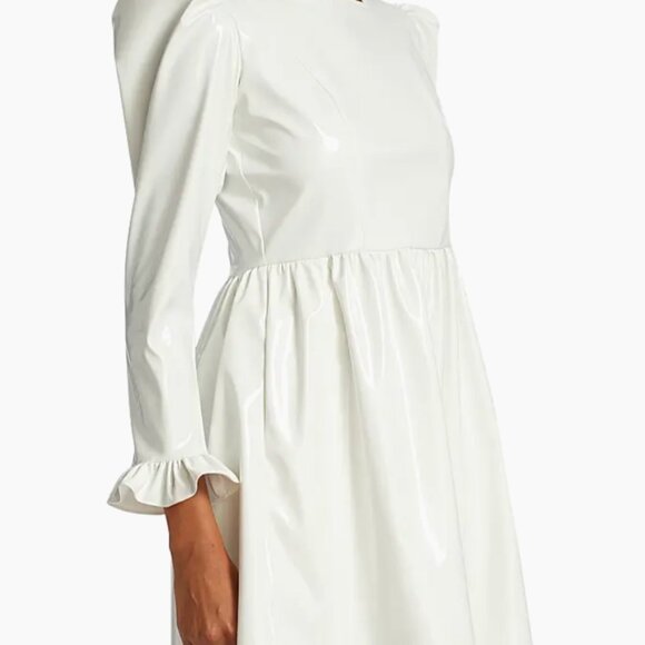 Batsheva Puff-Sleeve Prairie Minidress white PVC size 6 - Picture 4 of 8